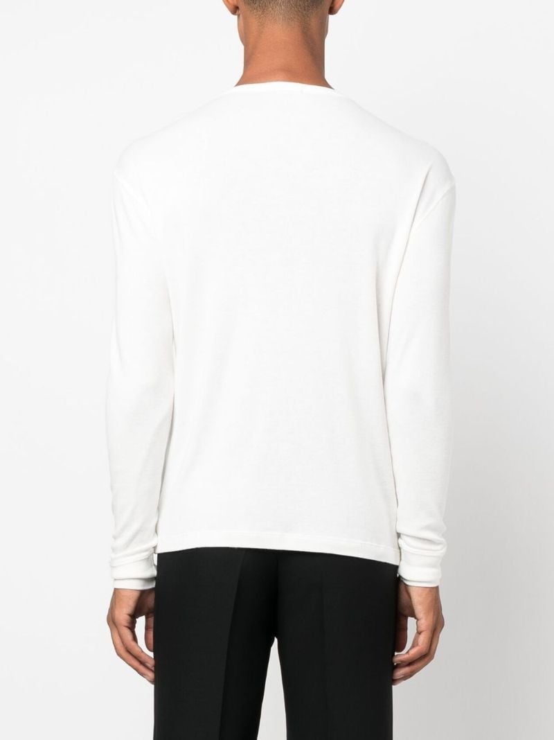 White Long Sleeve Henley T-shirt