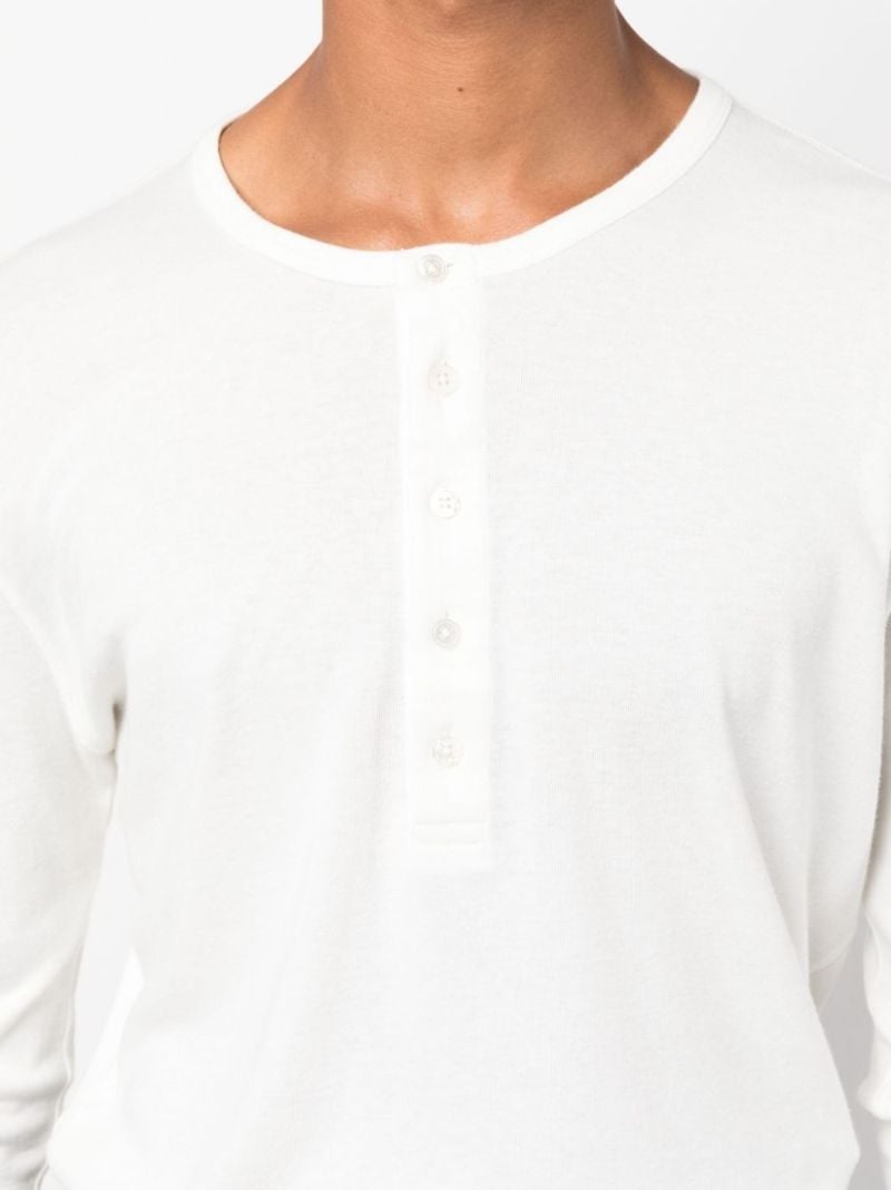 White Long Sleeve Henley T-shirt