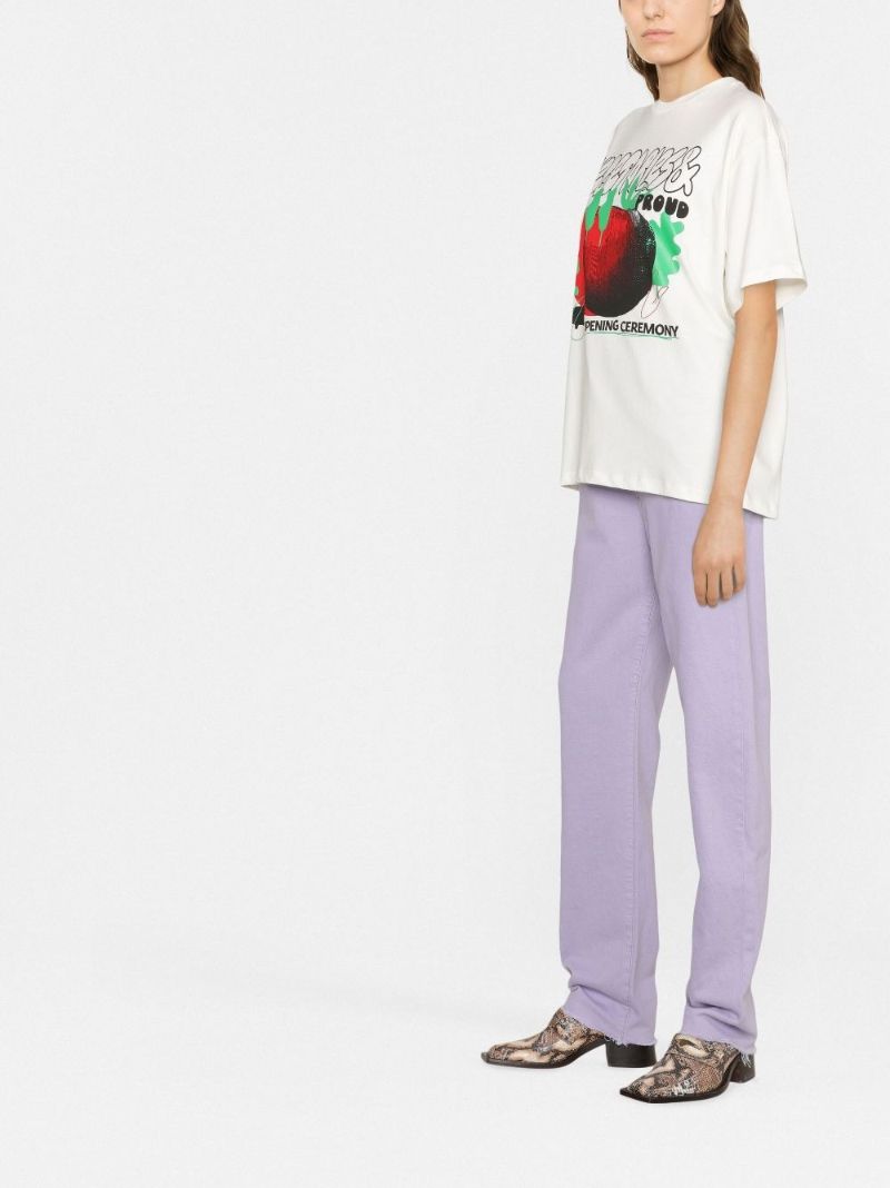 White Vegetable Print T-shirt