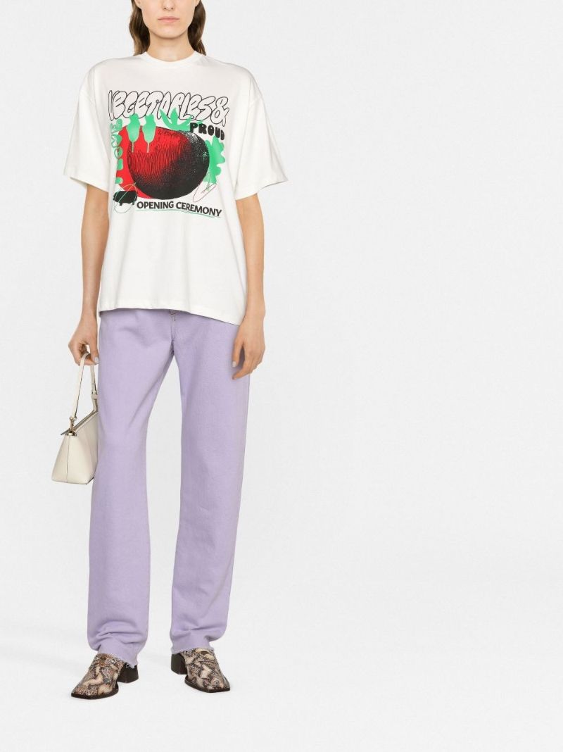 White Vegetable Print T-shirt
