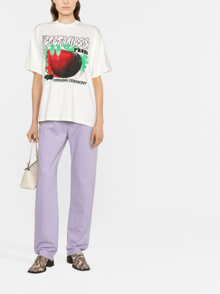 White Vegetable Print T-shirt