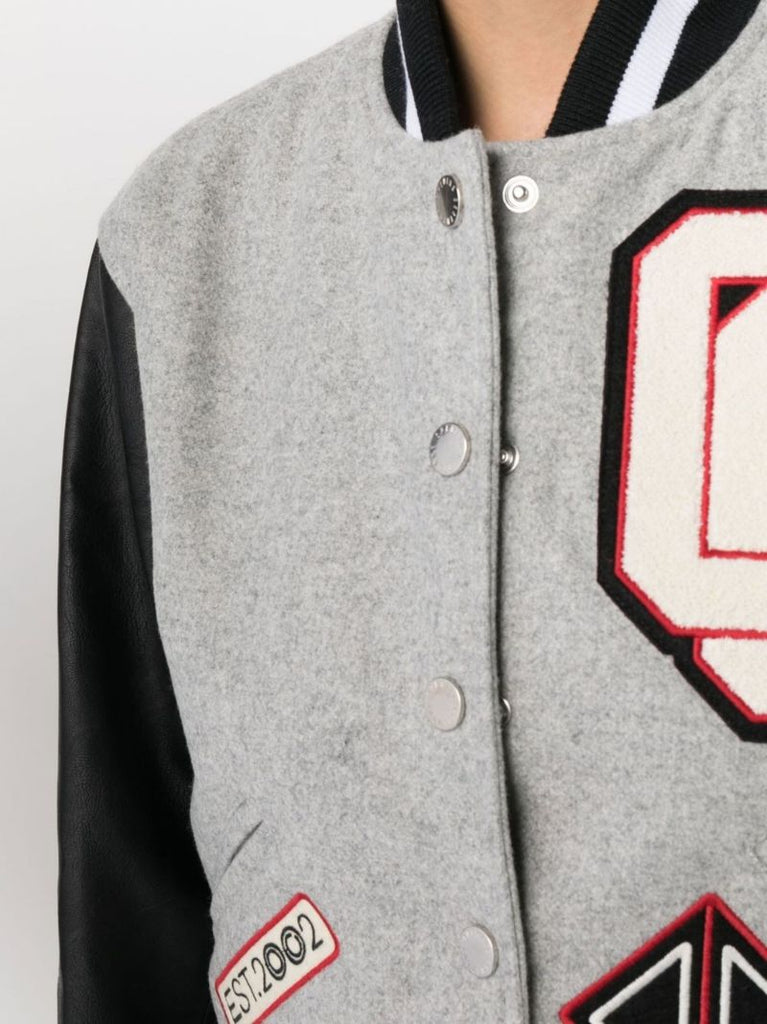 Grey Varsity Bomber Jacket