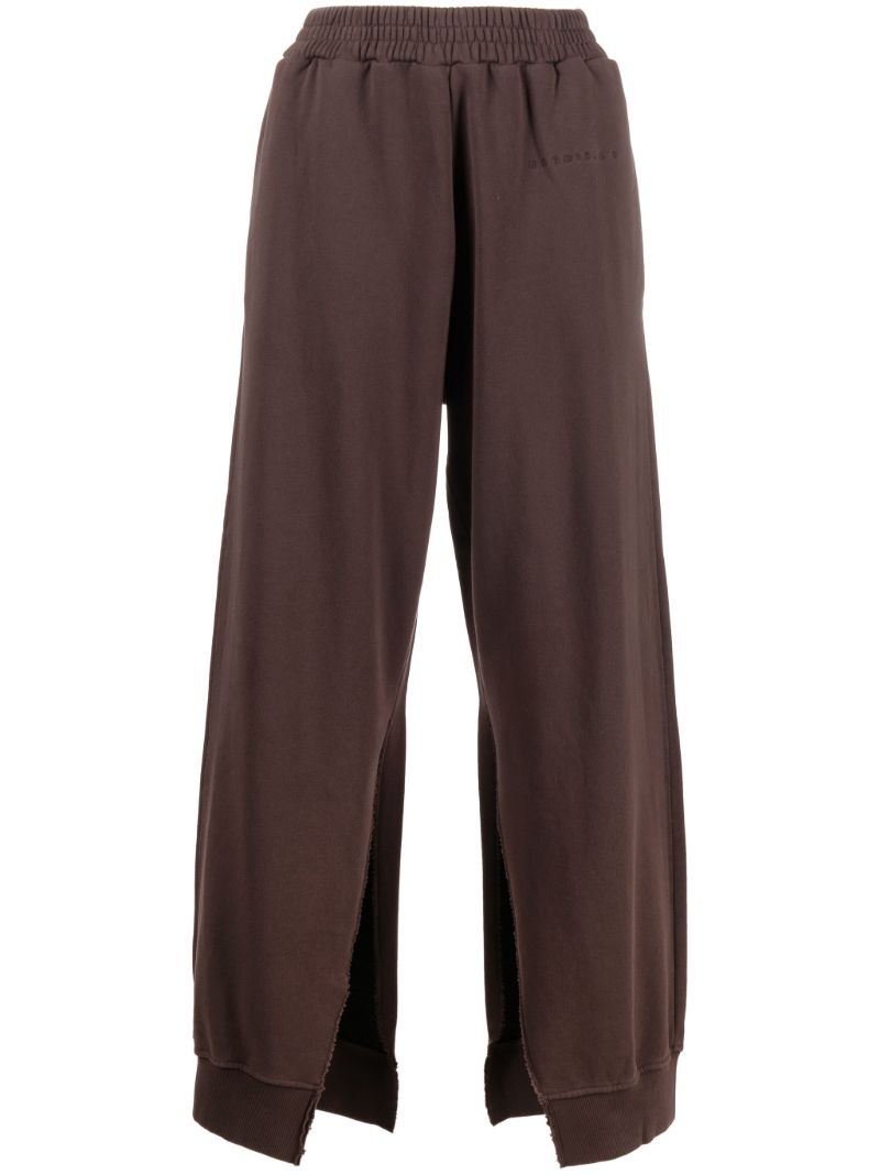 Brown Split Seam Cropped Cotton Track Pants