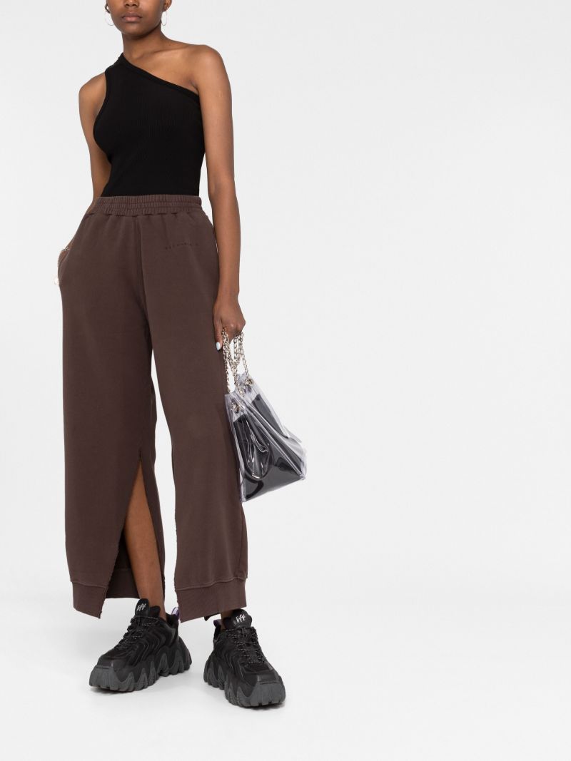 Brown Split Seam Cropped Cotton Track Pants