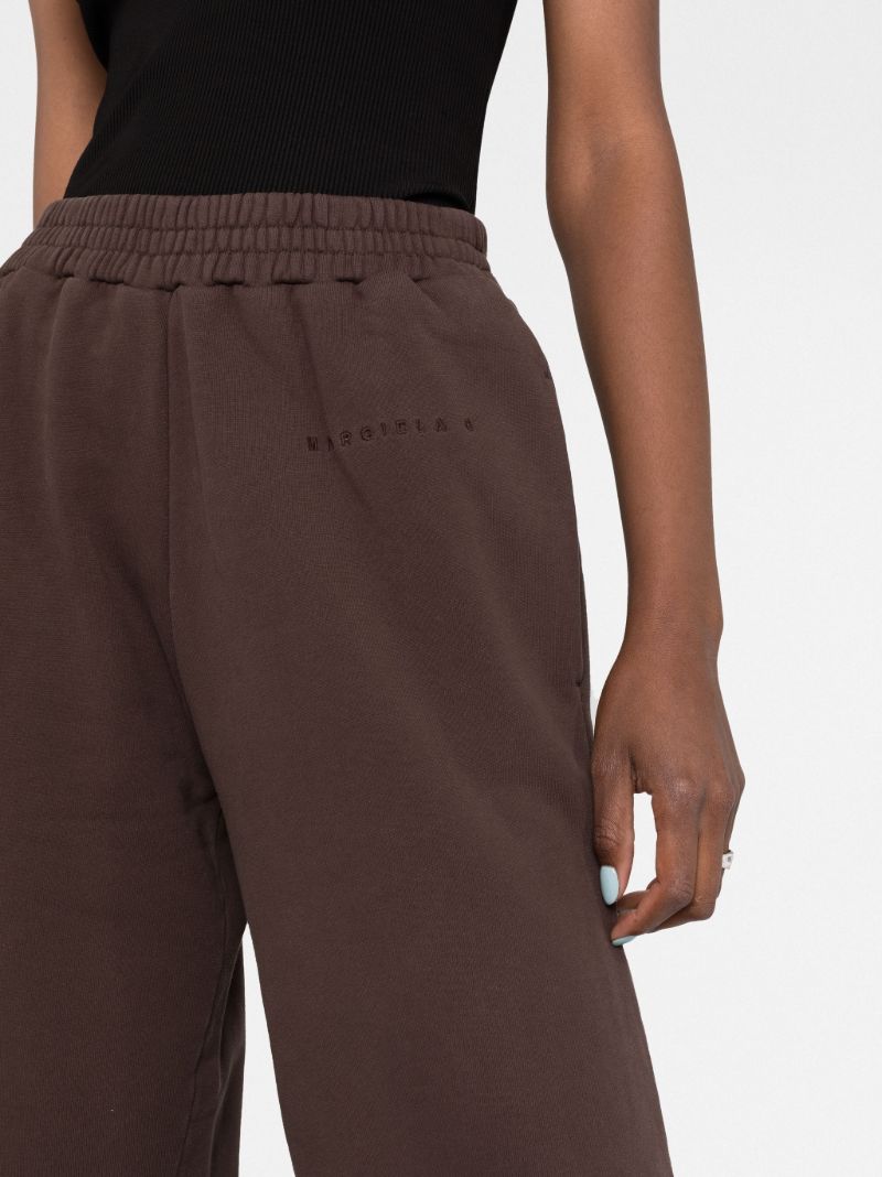 Brown Split Seam Cropped Cotton Track Pants