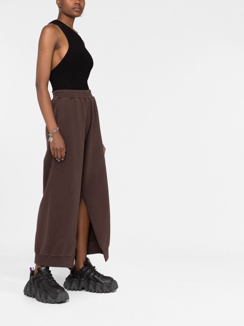 Brown Split Seam Cropped Cotton Track Pants