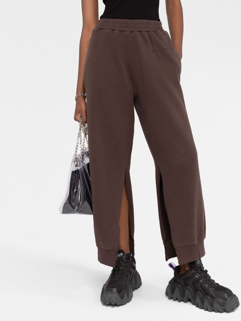 Brown Split Seam Cropped Cotton Track Pants
