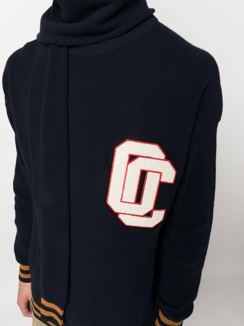 Black Logo Patch Varsity Sweater