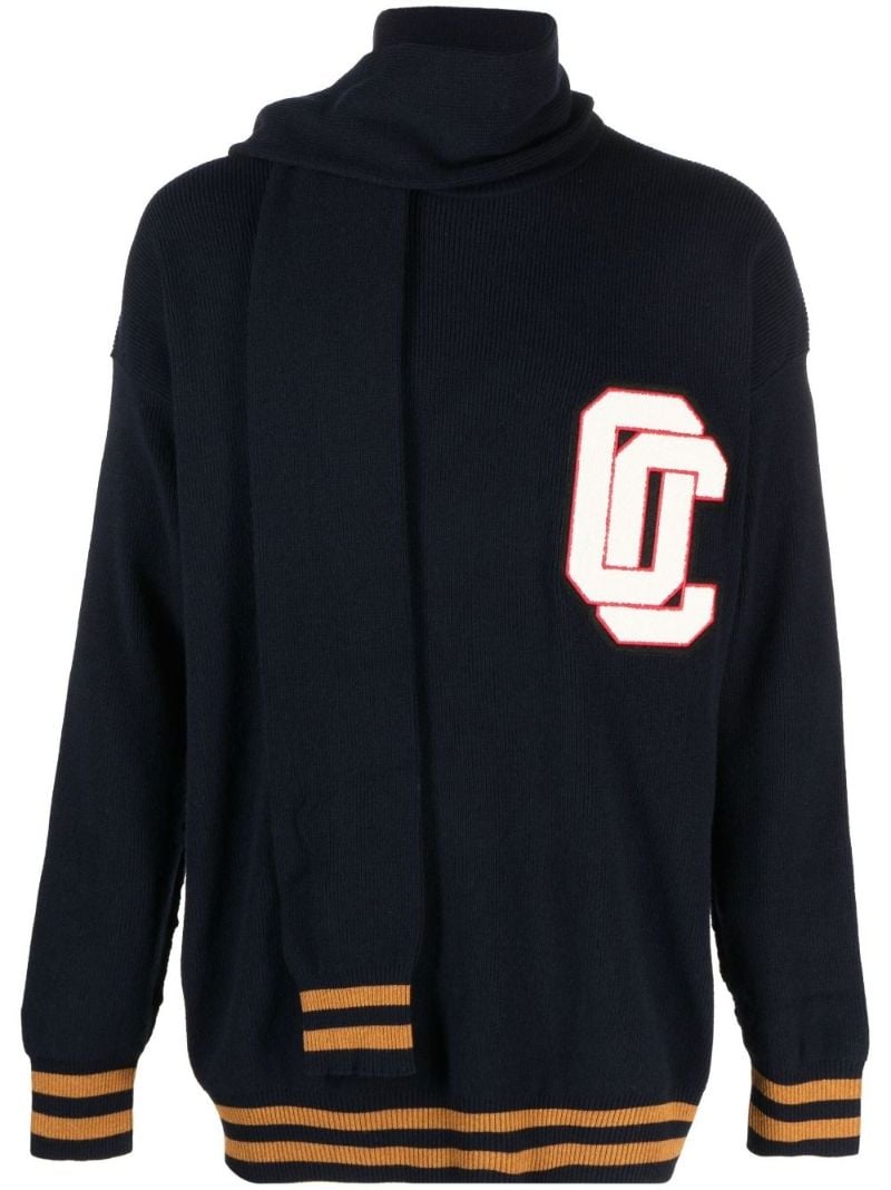 Black Logo Patch Varsity Sweater