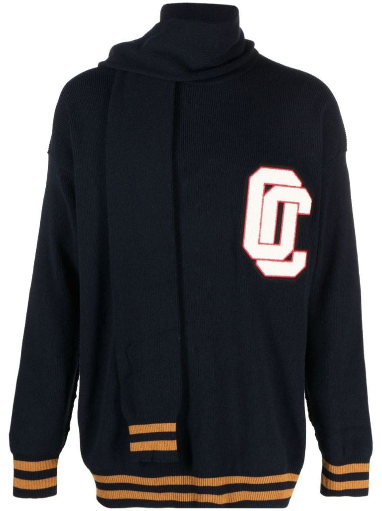 Black Logo Patch Varsity Sweater