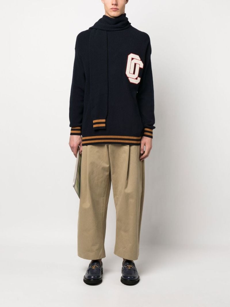 Black Logo Patch Varsity Sweater