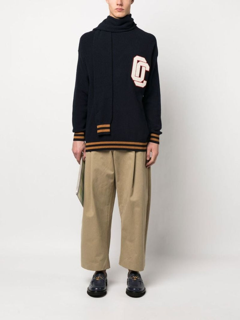 Black Logo Patch Varsity Sweater