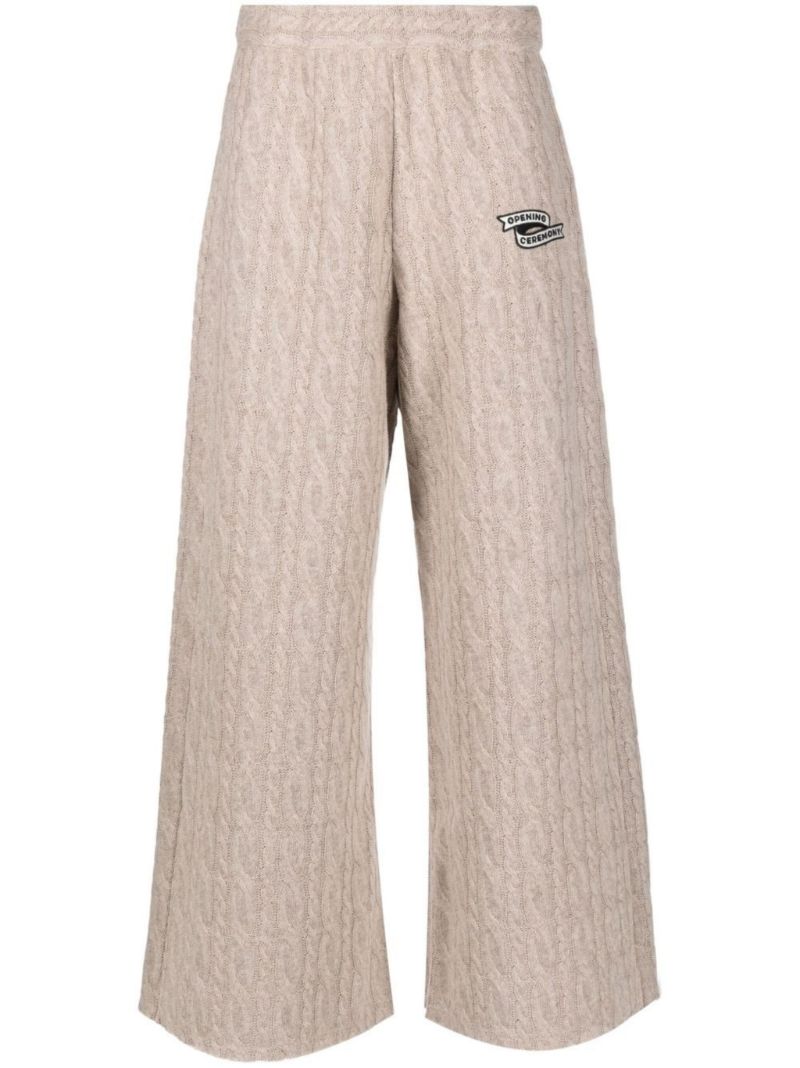 Neutral Flag Patch Cable Knit Trousers