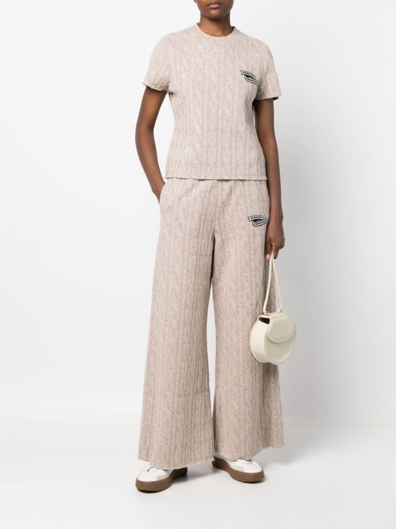 Neutral Flag Patch Cable Knit Trousers
