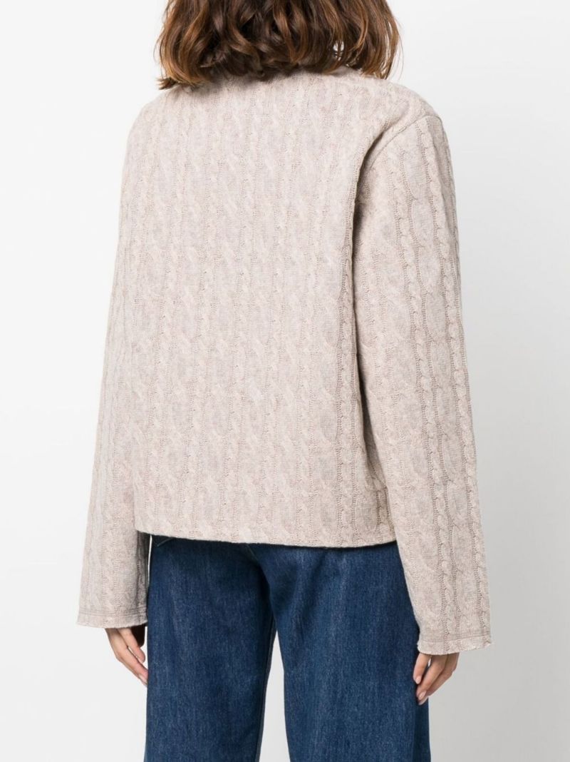 Neutral Flag Patch Cable Knit Cardigan