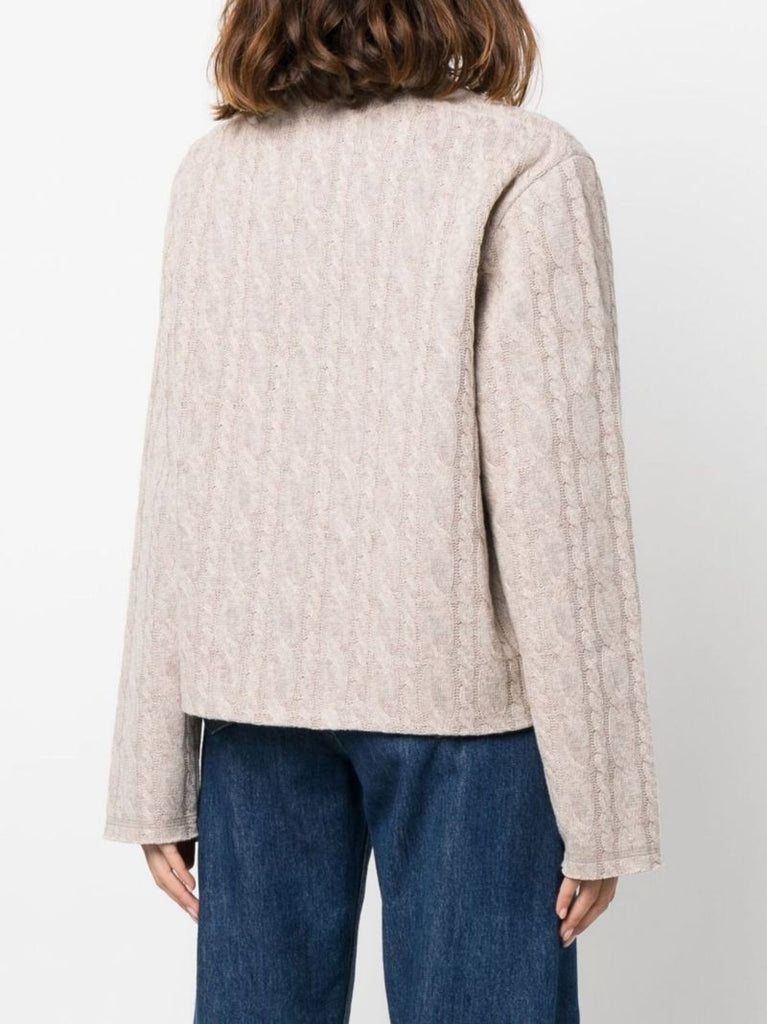 Neutral Flag Patch Cable Knit Cardigan