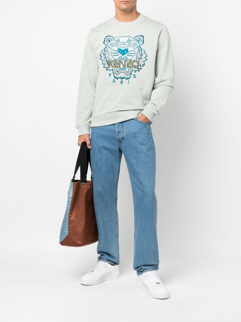 Green Tiger Head Embroidered Sweatshirt
