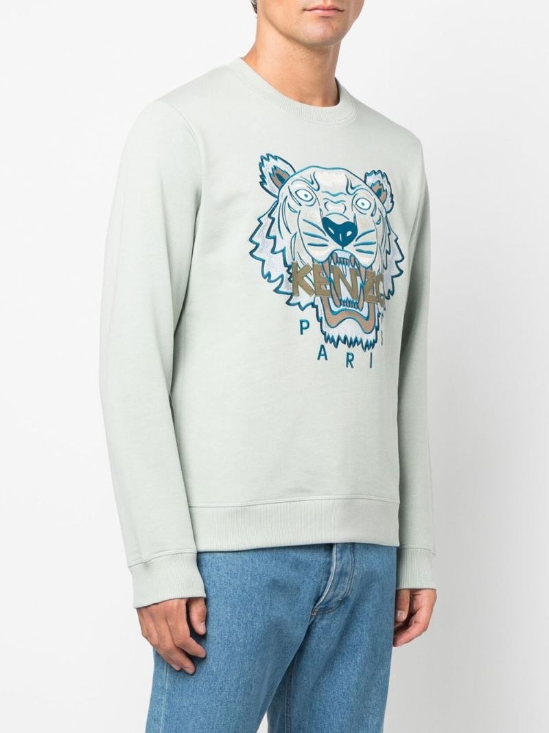 Green Tiger Head Embroidered Sweatshirt