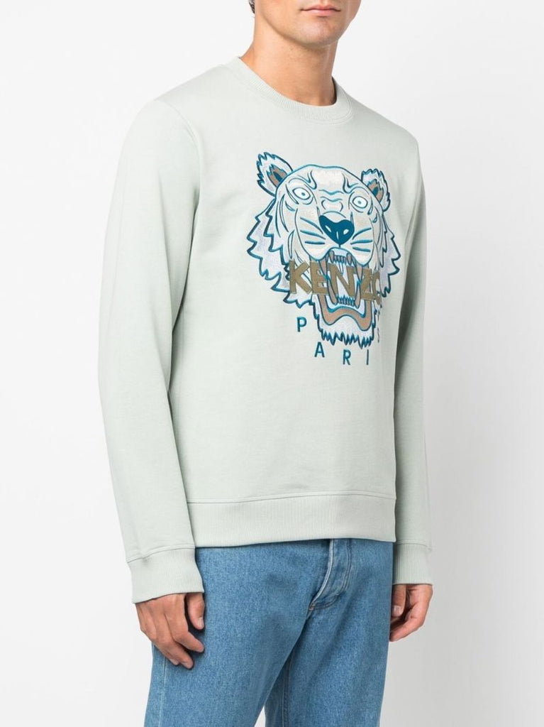 Green Tiger Head Embroidered Sweatshirt