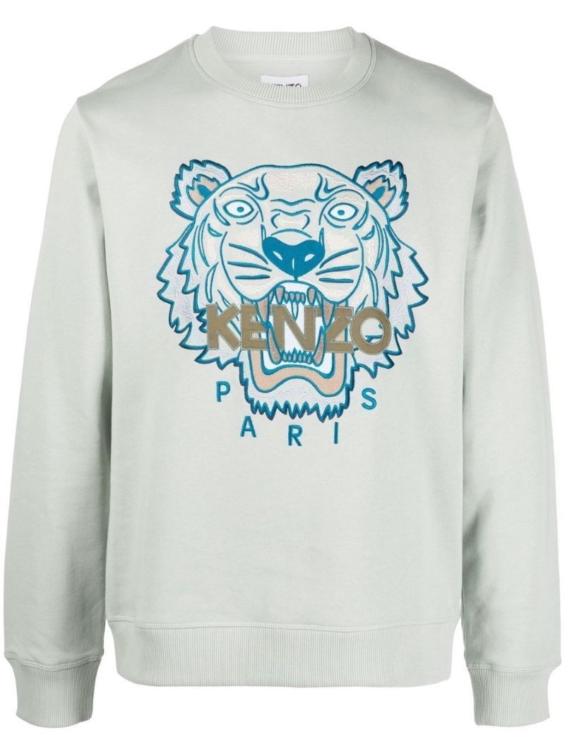 Green Tiger Head Embroidered Sweatshirt