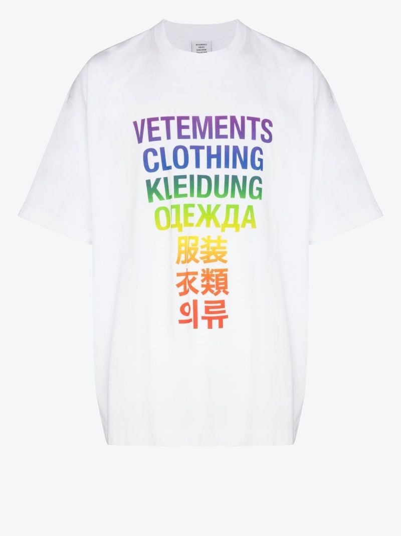 White Translation Printed Cotton T-shirt