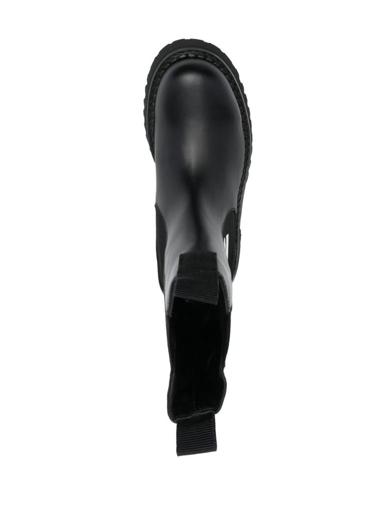 Black Logo Leather Ankle Boots