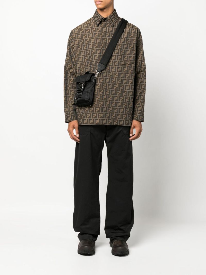 Brown Ff Logo Print Jacket