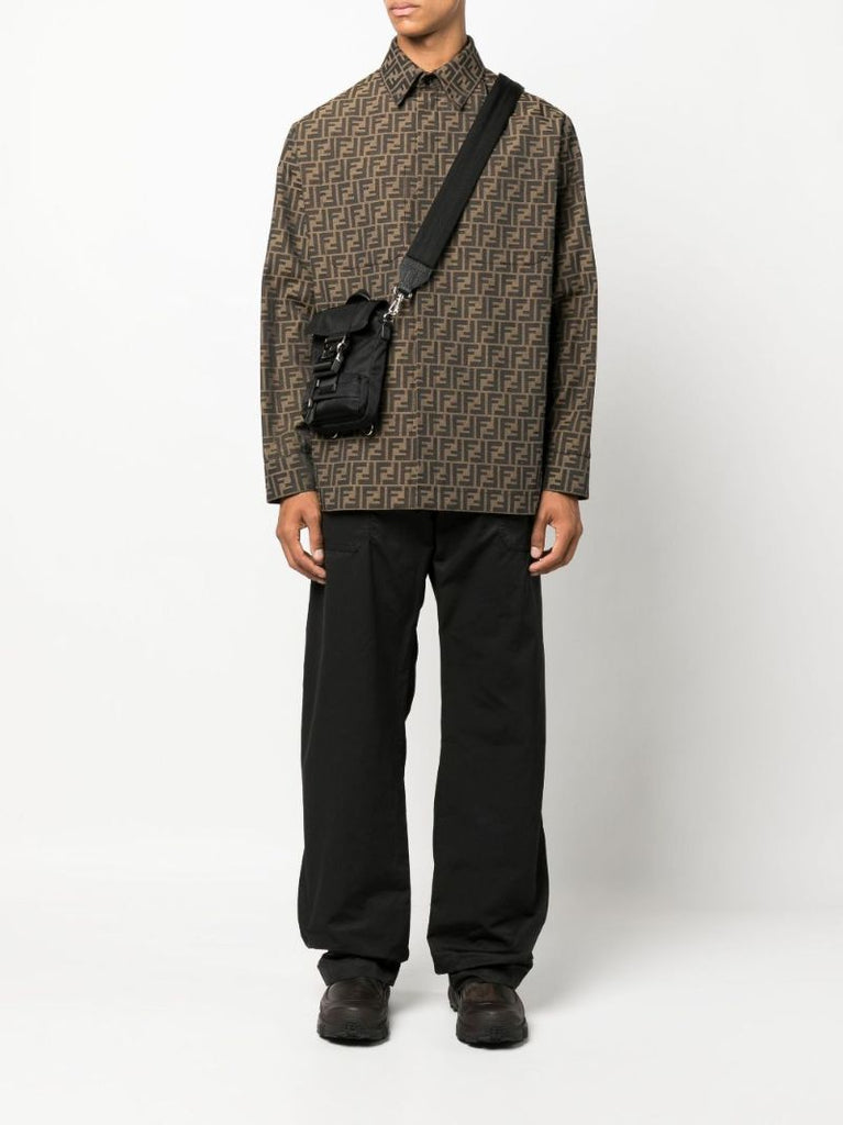 Brown Ff Logo Print Jacket