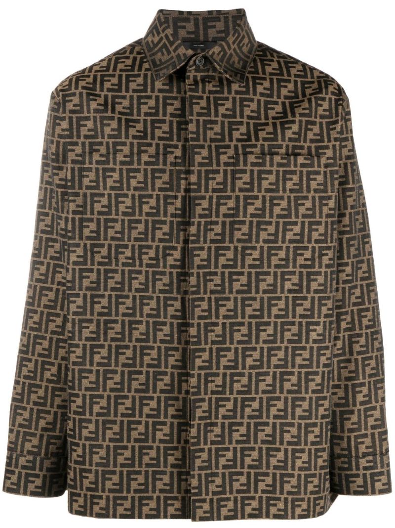 Brown Ff Logo Print Jacket
