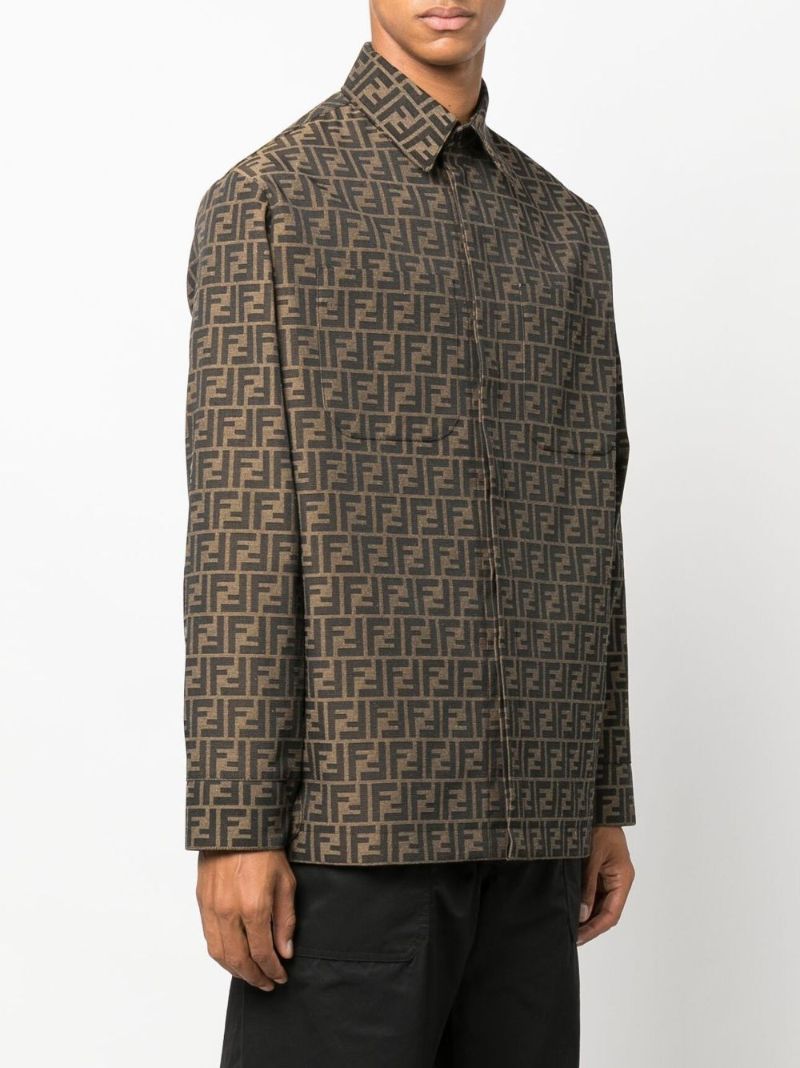 Brown Ff Logo Print Jacket