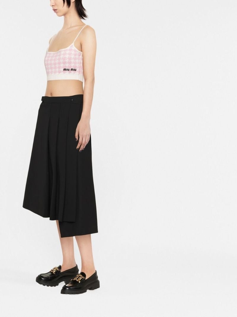 White Houndstooth Knitted Crop Top