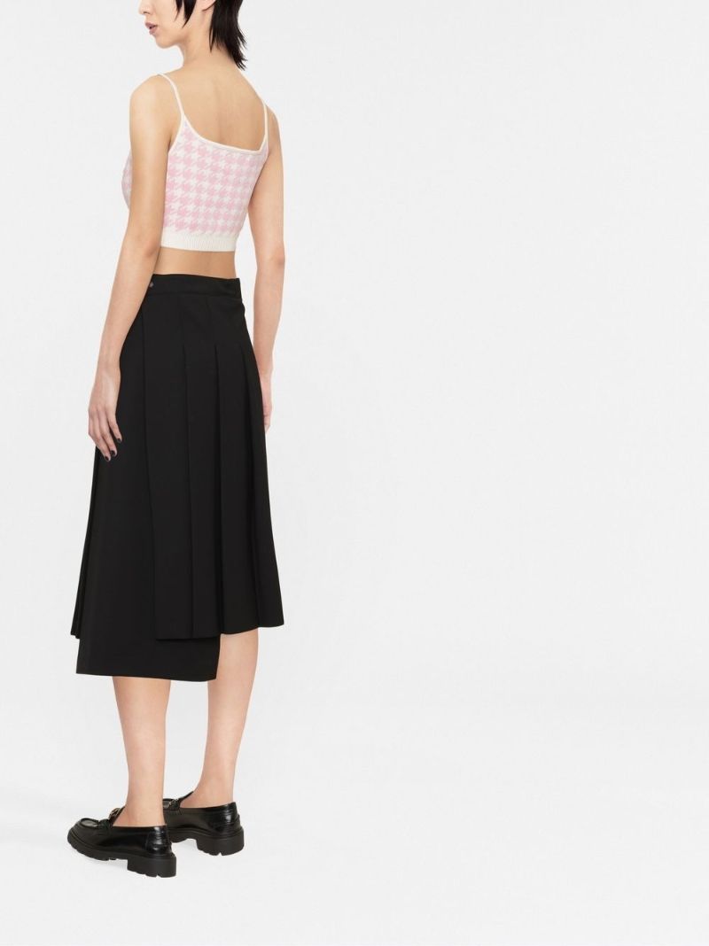 White Houndstooth Knitted Crop Top