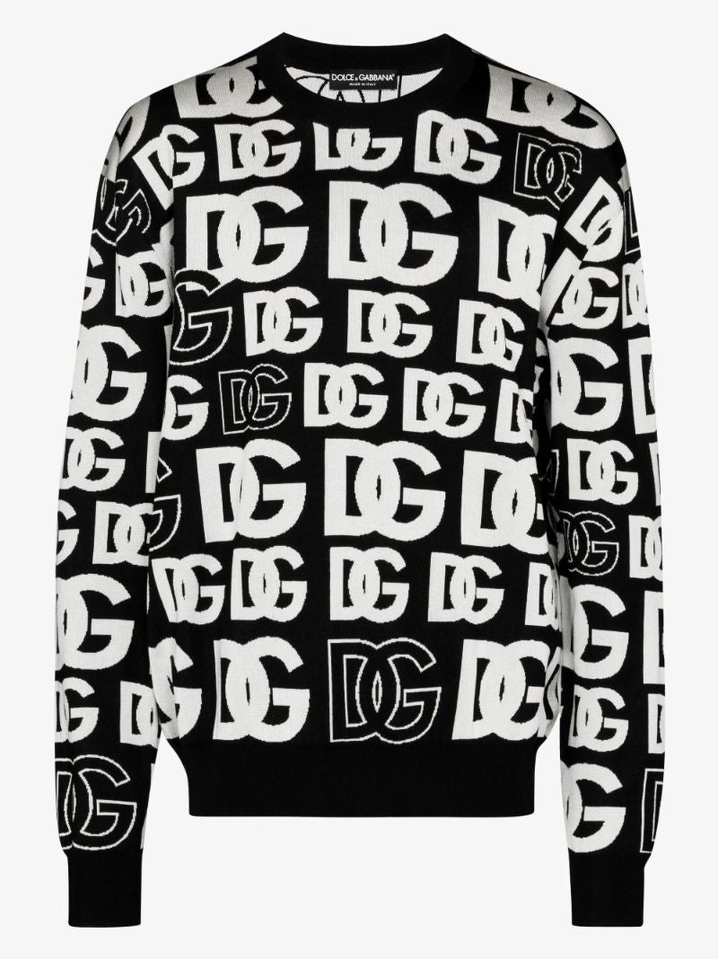 Black Dg Print Silk Sweater