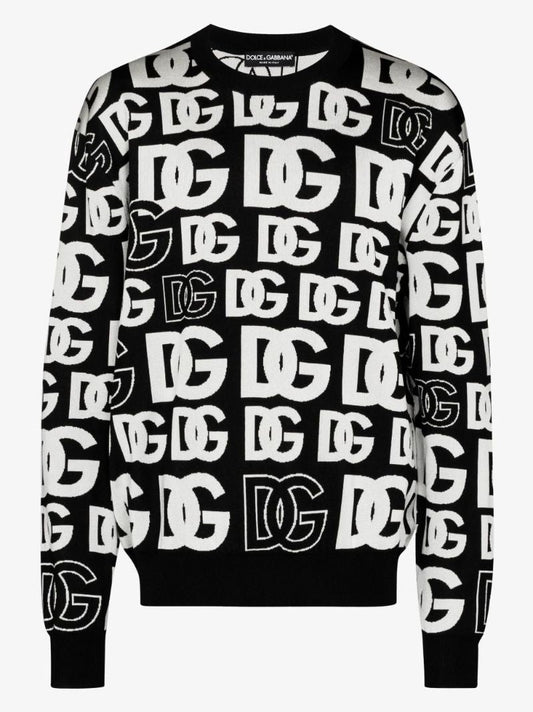 Black Dg Print Silk Sweater