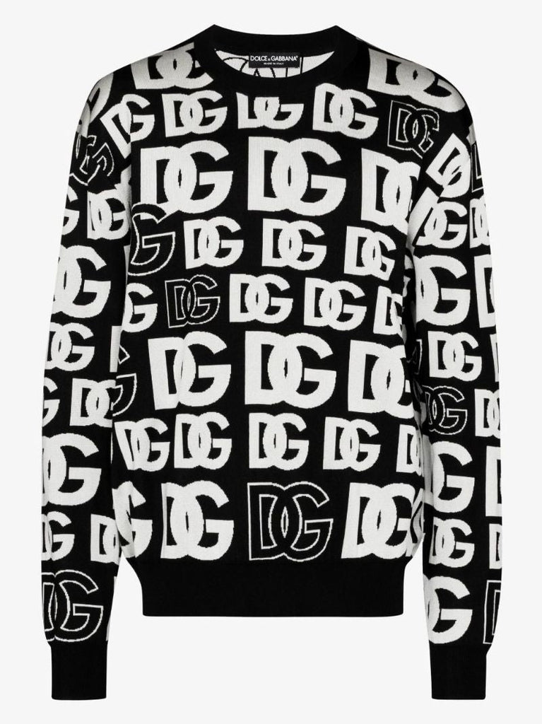 Black Dg Print Silk Sweater