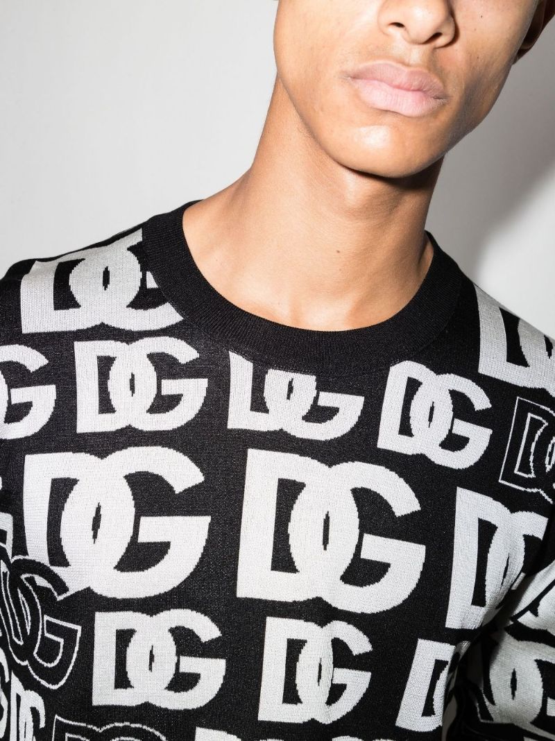 Black Dg Print Silk Sweater
