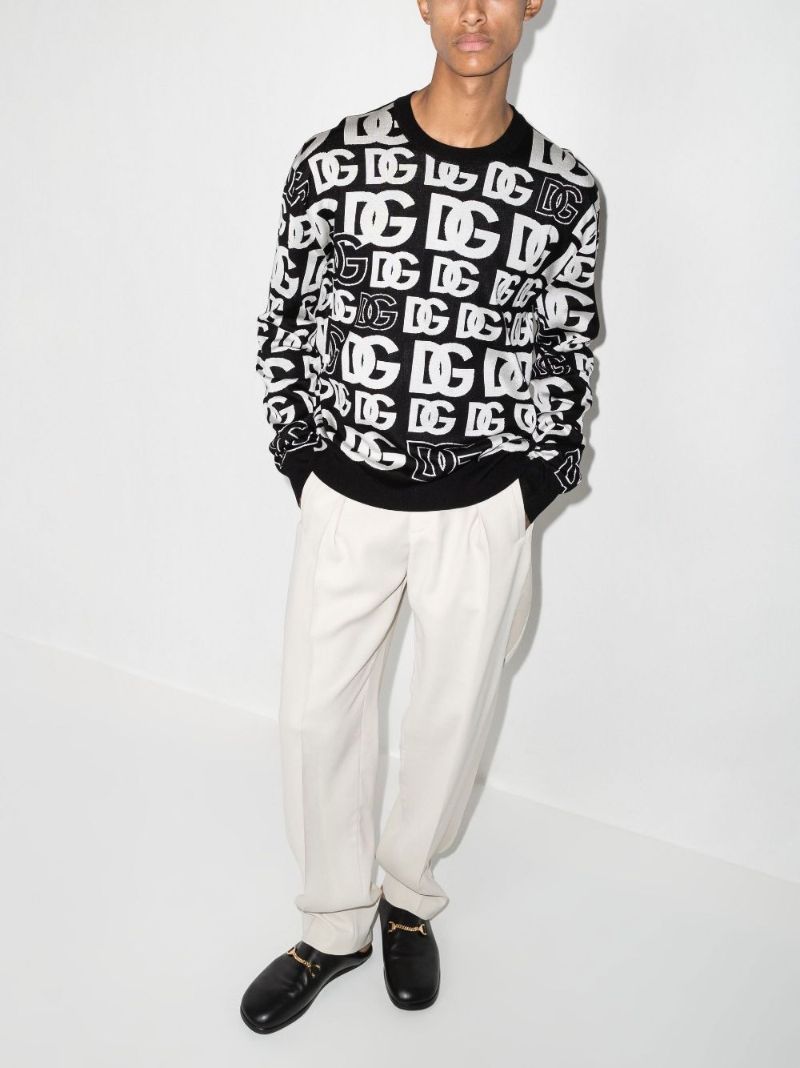 Black Dg Print Silk Sweater
