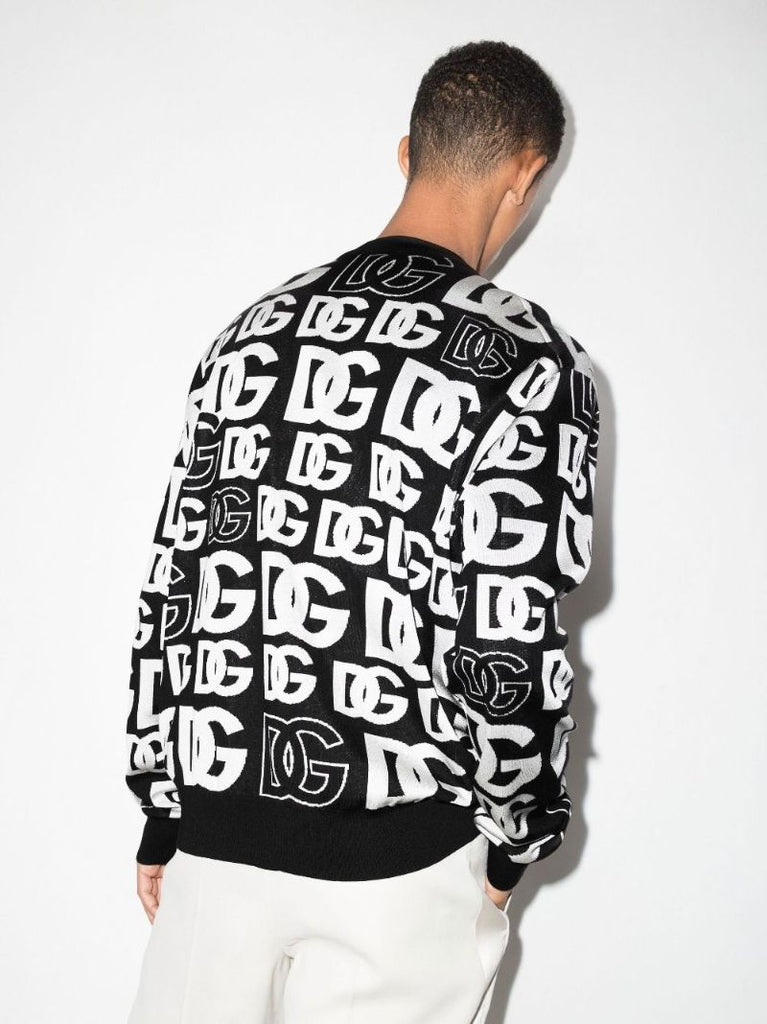 Black Dg Print Silk Sweater
