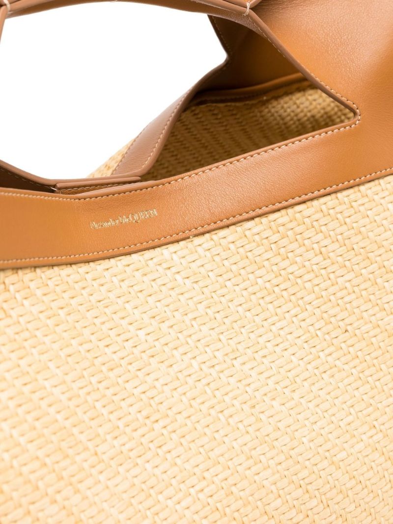 Neutral the Bow Large Raffia Leather Tote Bag