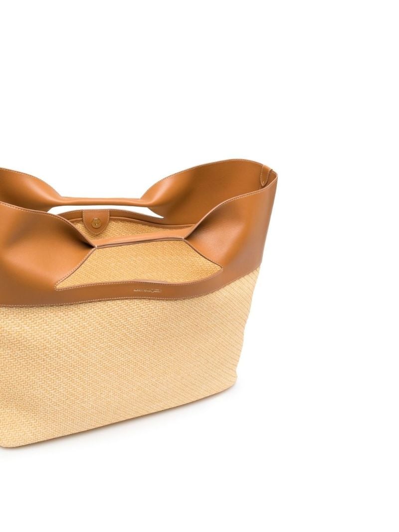 Neutral the Bow Large Raffia Leather Tote Bag