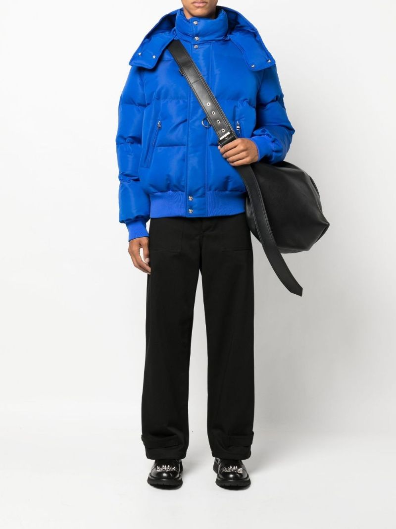 Blue Graffiti Hooded Puffer Jacket