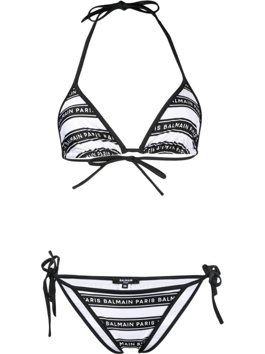 Black Logo Print Bikini