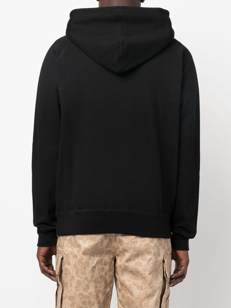 Black Astronaut Printed Zipped Cotton Hoodie