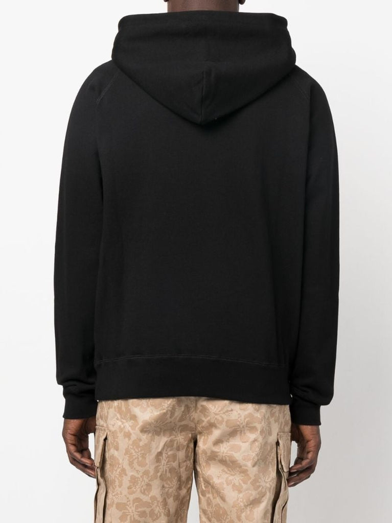 Black Astronaut Printed Zipped Cotton Hoodie