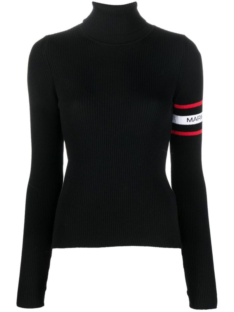 Black Ribbed Turtleneck Sweater