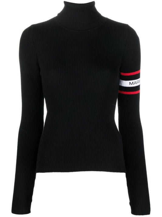 Black Ribbed Turtleneck Sweater
