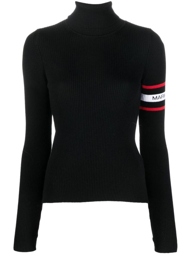 Black Ribbed Turtleneck Sweater