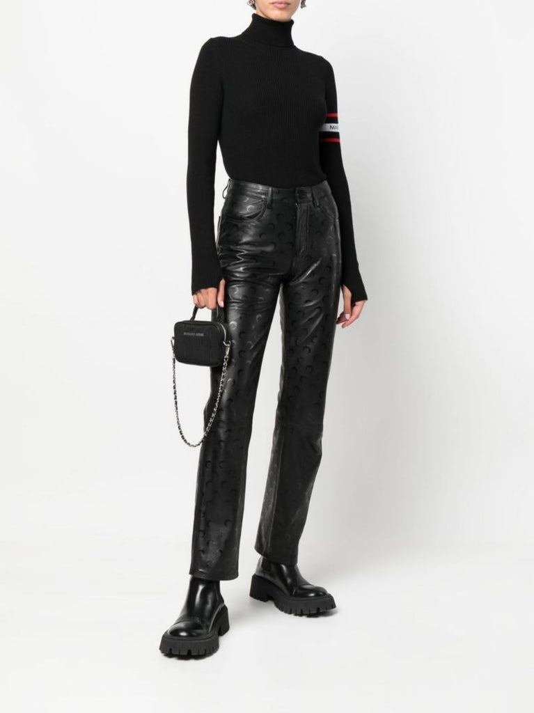 Black Ribbed Turtleneck Sweater