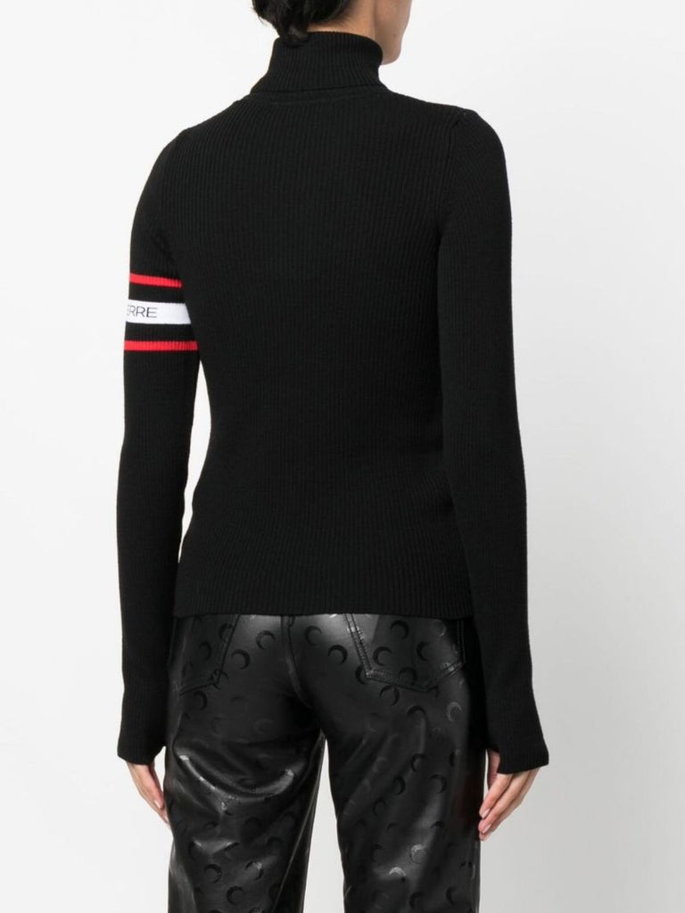 Black Ribbed Turtleneck Sweater