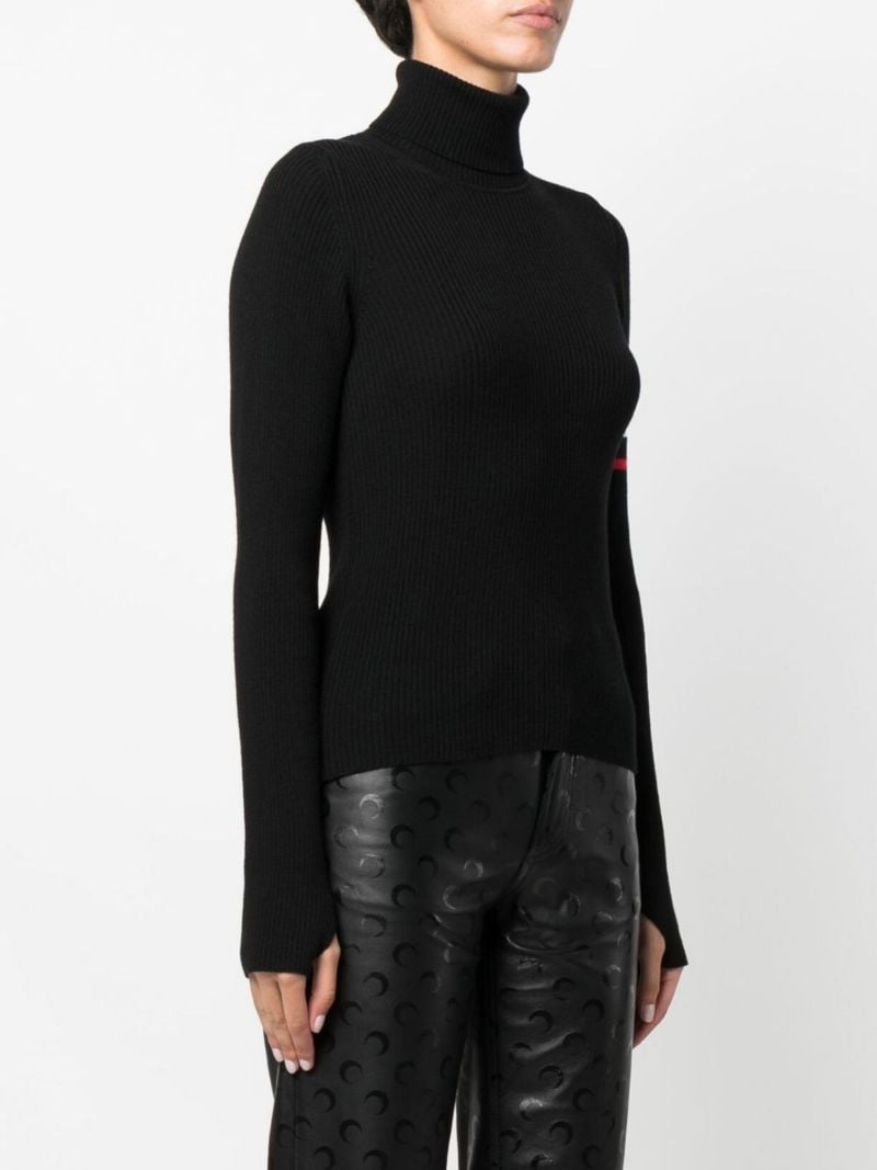 Black Ribbed Turtleneck Sweater
